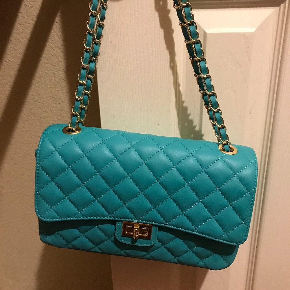Coral  Blue Roberta Rossi Leather Handbag